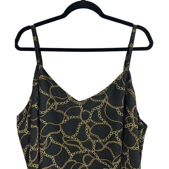 Torrid Sophie Black Gold Chain Print Double Layer Semi Sheer Tank Top Size 3 - Picture 2 of 7